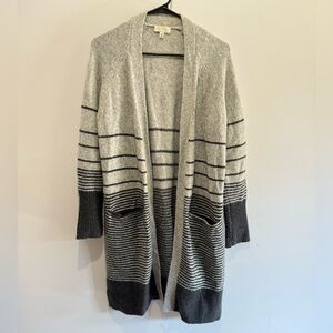 Lucky Brand Gray and Black Striped Cardigan